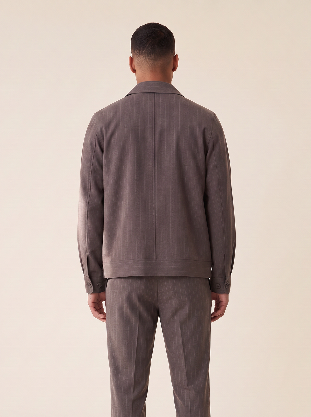 PINSTRIPE COACH JACKET - LES DEUX – SHOPPING BAG BROWN - Hero Back