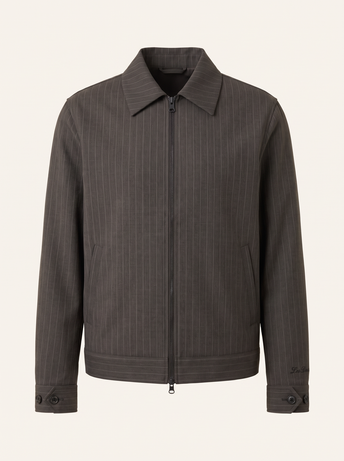 PINSTRIPE COACH JACKET - LES DEUX – SHOPPING BAG BROWN - Ghost Front