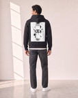 SKATE C ALCANTERA PRINT HOODIE - BASTILLE – BLACK - Full Body Back