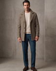 FERRANTE ESSENTIAL TEXTURED MERINO CREWNECK – WARM CREAM - Full Front Model