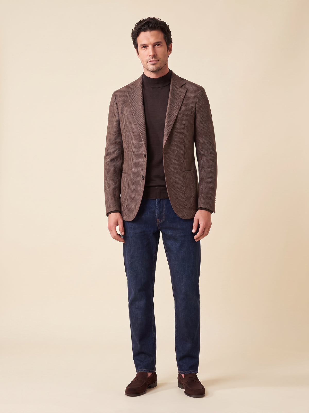 FRADI SLD Single-Breasted Jacket – BROWN - Full Body Front