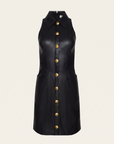 Apolline Vegan Leather Dress – BLACK - Ghost Mannequin Front