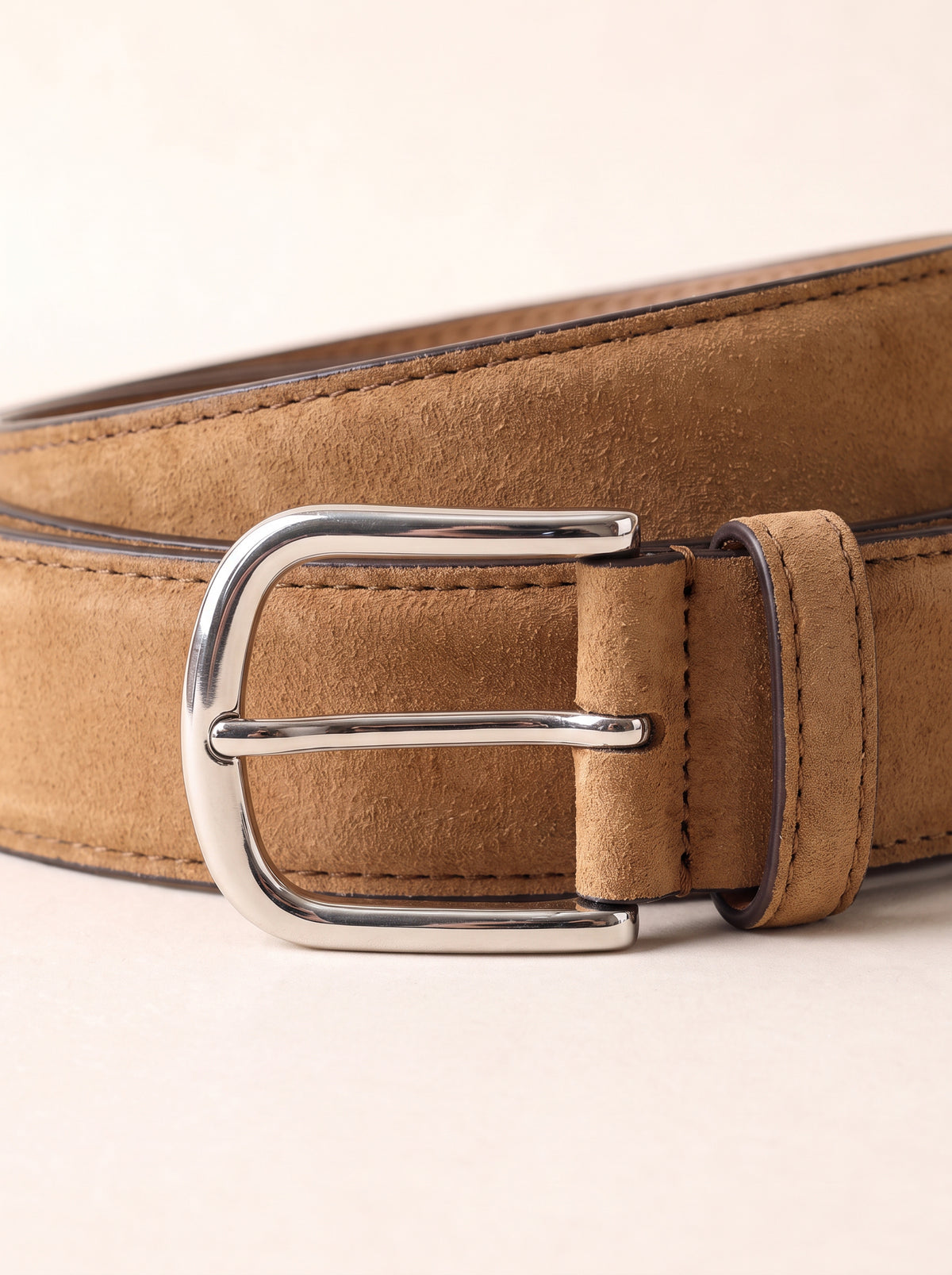 Paolo Vitale Calf Leather Belt — Tan – TAN - Buckle & Texture Detail