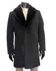 ALPACA OVERCOAT WITH DETACHABLE MINK COLLAR - HISO