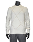 ARGYLE DETAIL WOOL CASHMERE CREWNECK - GRAN SASSO
