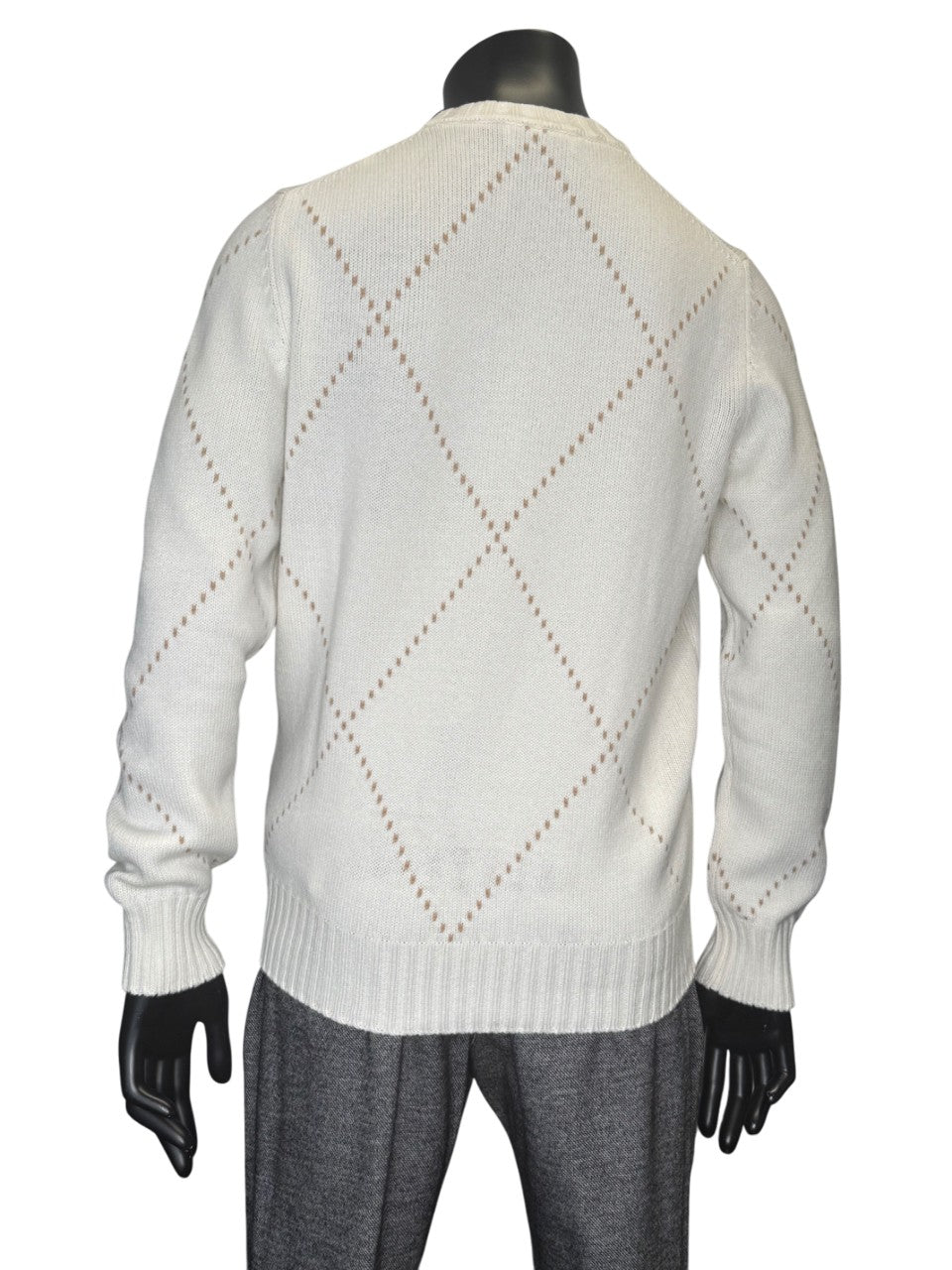 ARGYLE DETAIL WOOL CASHMERE CREWNECK - GRAN SASSO