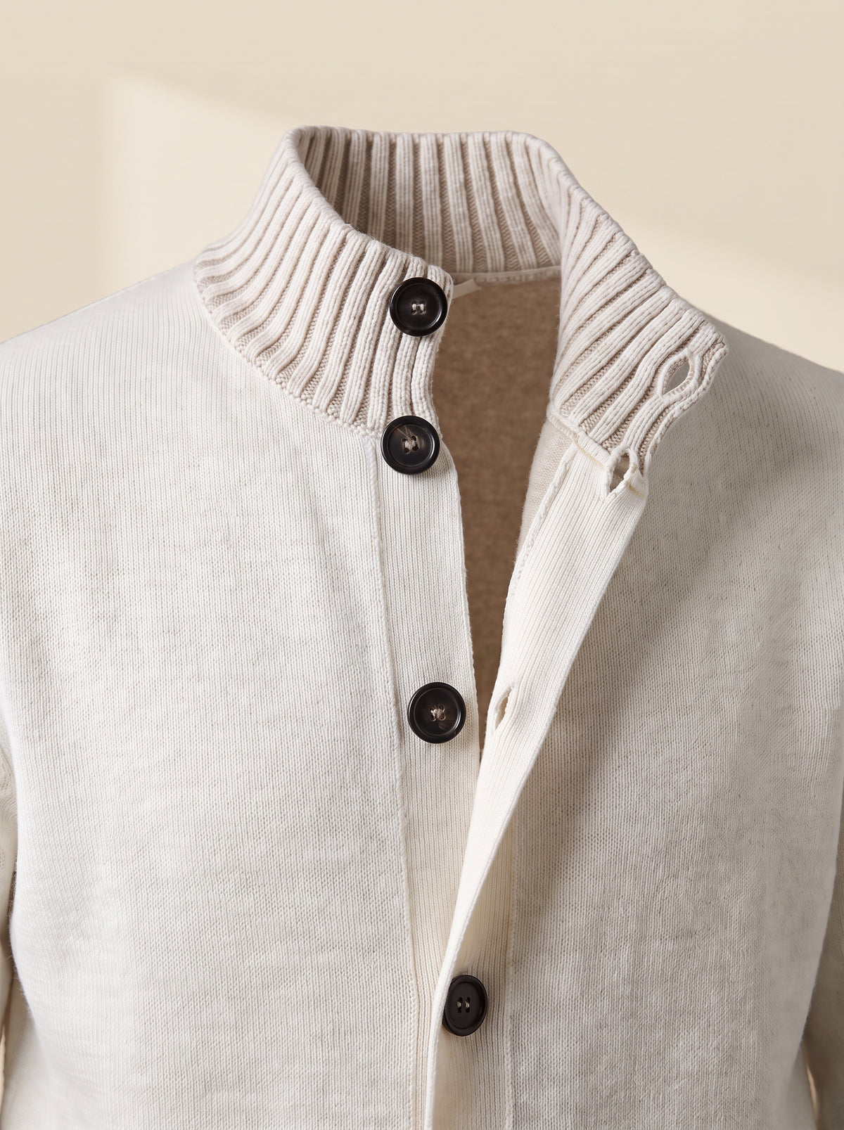 FRADI Milk/Beige Button Cardigan – MILK/BEIGE - Collar Button Detail