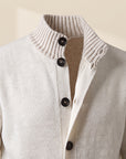 FRADI Milk/Beige Button Cardigan – MILK/BEIGE - Collar Button Detail