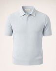 Gran Sasso Egyptian Cotton Popcorn Knit Polo – Light Blue - Ghost Front