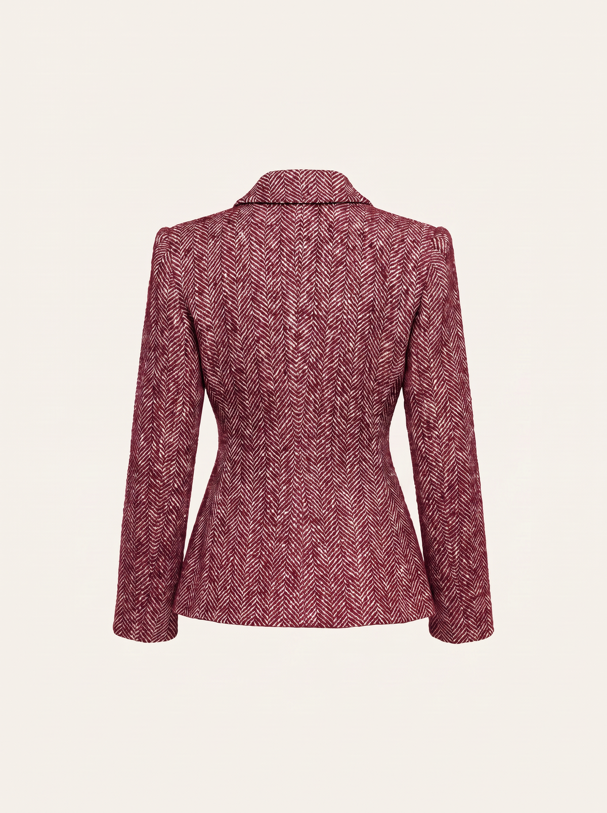 Karima Tweed Blazer – MERLOT RED/ECRU TWEED - Ghost Mannequin Back