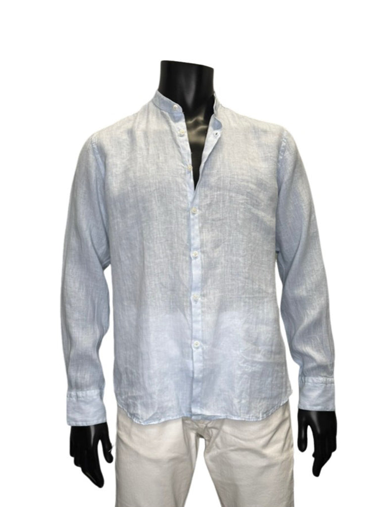 BANDED COLLAR LINEN SHIRT - FERRANTE