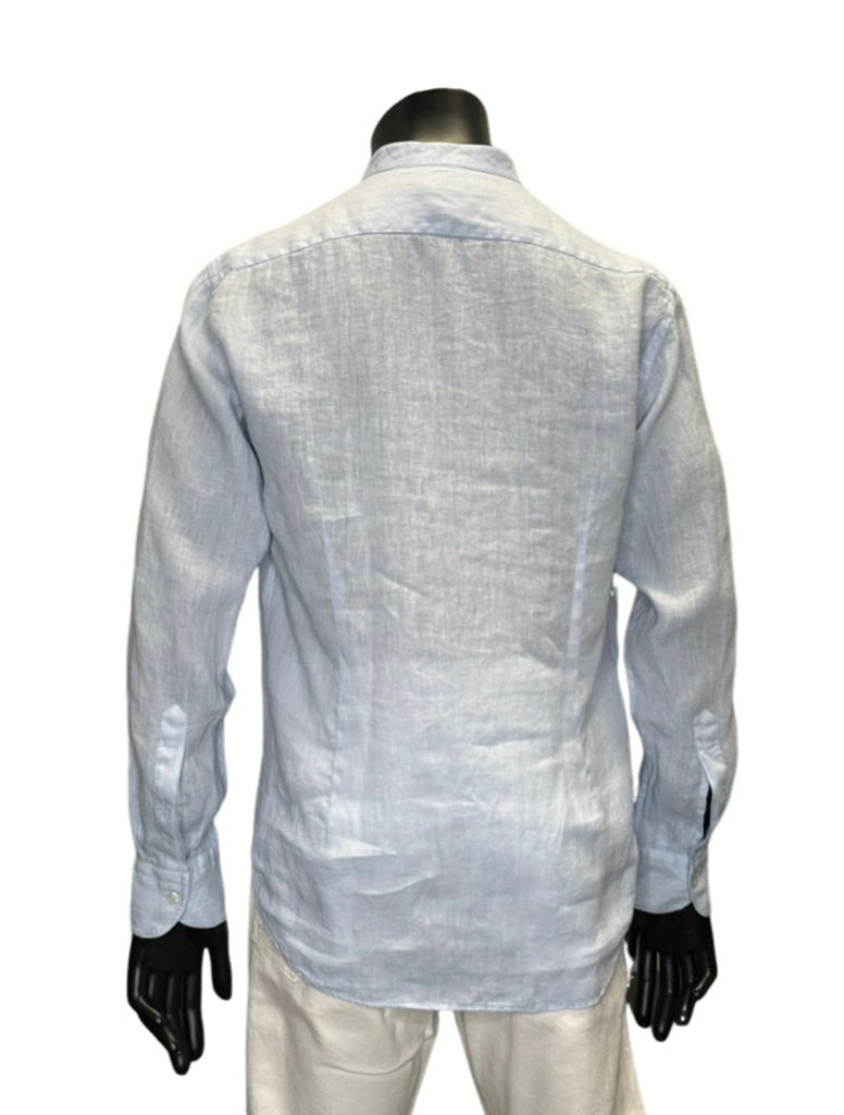 BANDED COLLAR LINEN SHIRT - FERRANTE