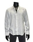 BANDED COLLAR LINEN SHIRT - FERRANTE