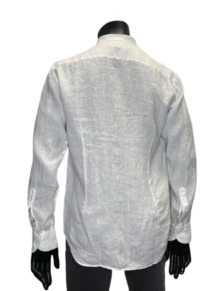 BANDED COLLAR LINEN SHIRT - FERRANTE
