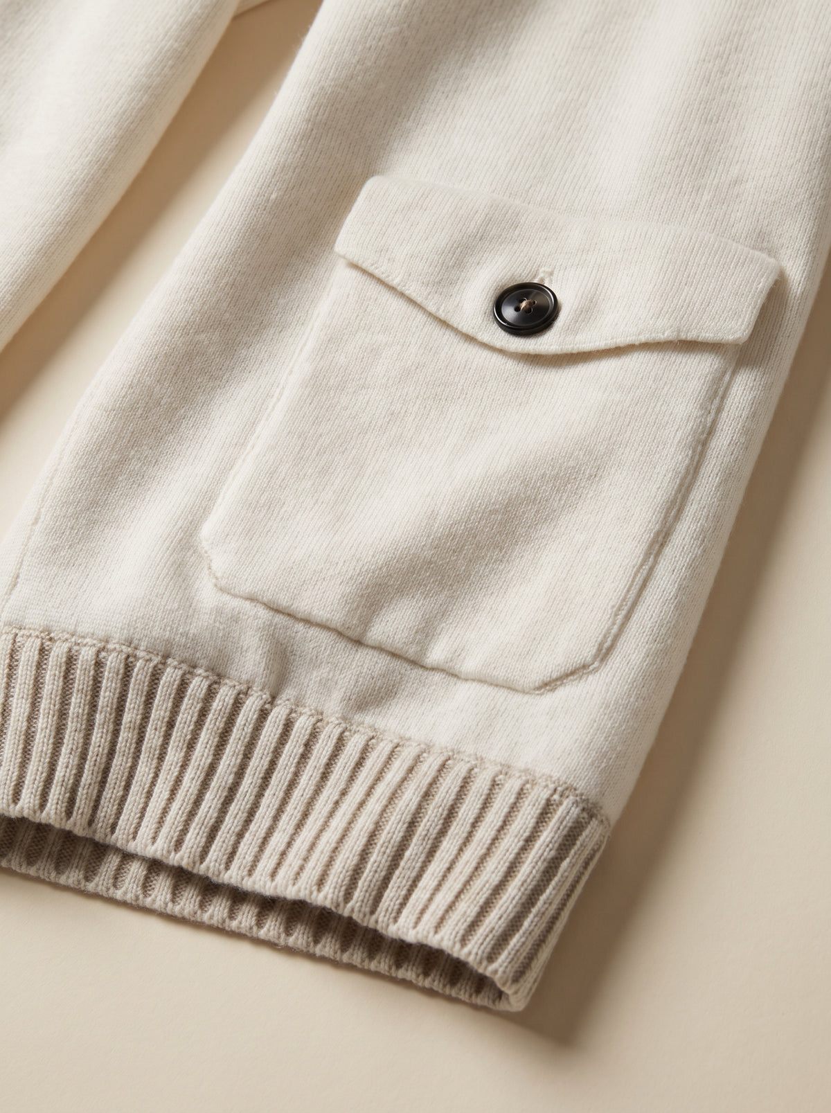 FRADI Milk/Beige Button Cardigan – MILK/BEIGE - Pocket Rib Detail