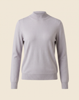 FERRANTE ESSENTIAL GARMENT-DYED MERINO MOCK NECK – COOL LIGHT GREY LILAC - Ghost Mannequin Front