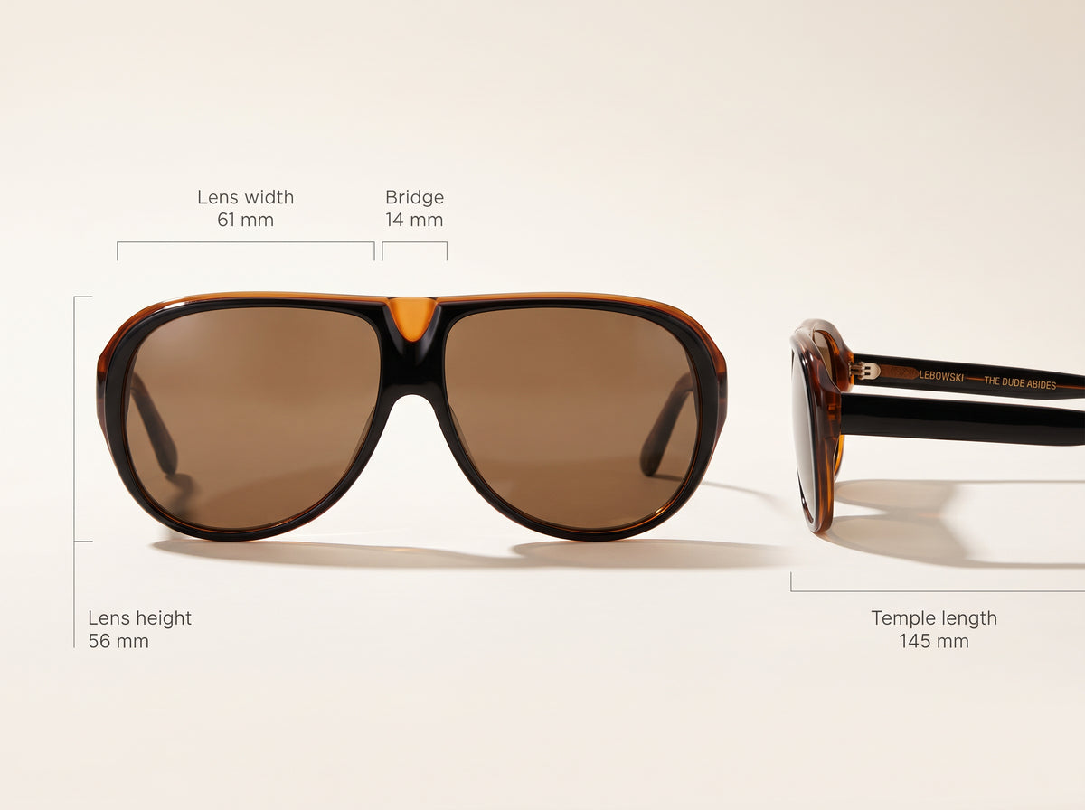Vintage Frames Lebowski Black & Brown Acetate – Brown – BLACK / BROWN / BROWN - Measurements