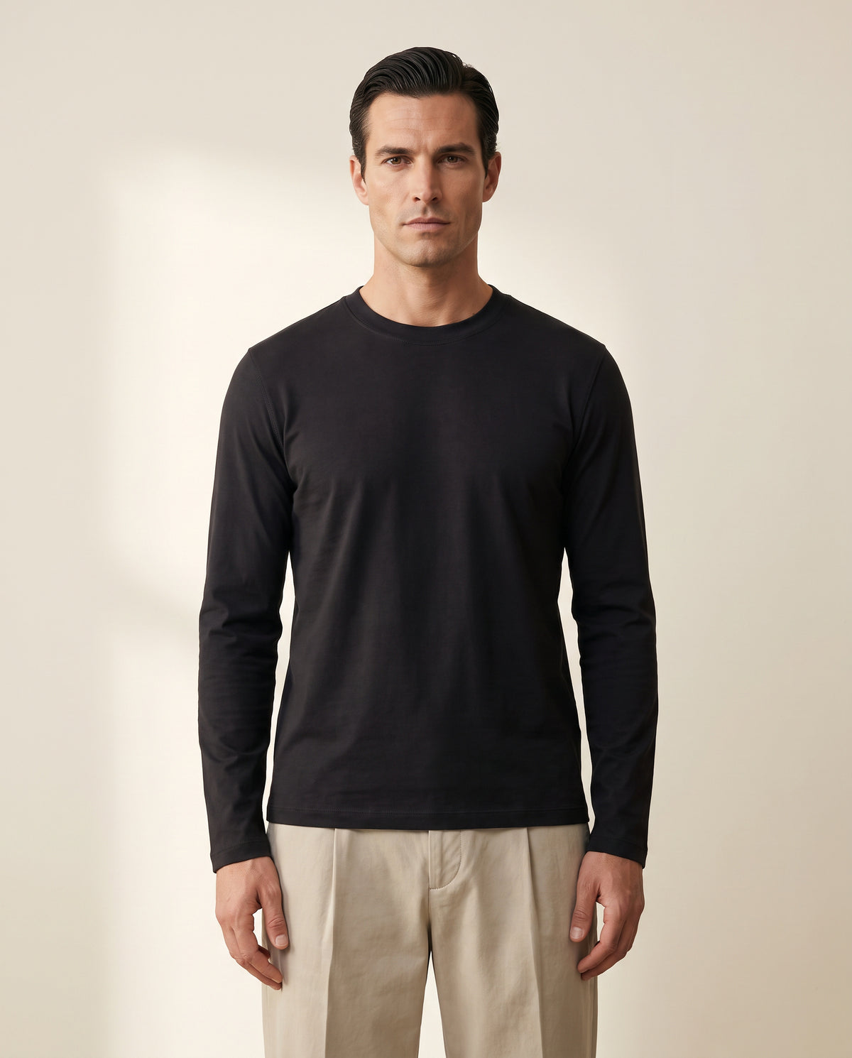 Circolo 1901 Cashmere-Touch Long-Sleeve Crewneck – BLACK - Hero Front