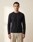 Circolo 1901 Cashmere-Touch Long-Sleeve Crewneck – BLACK - Hero Front