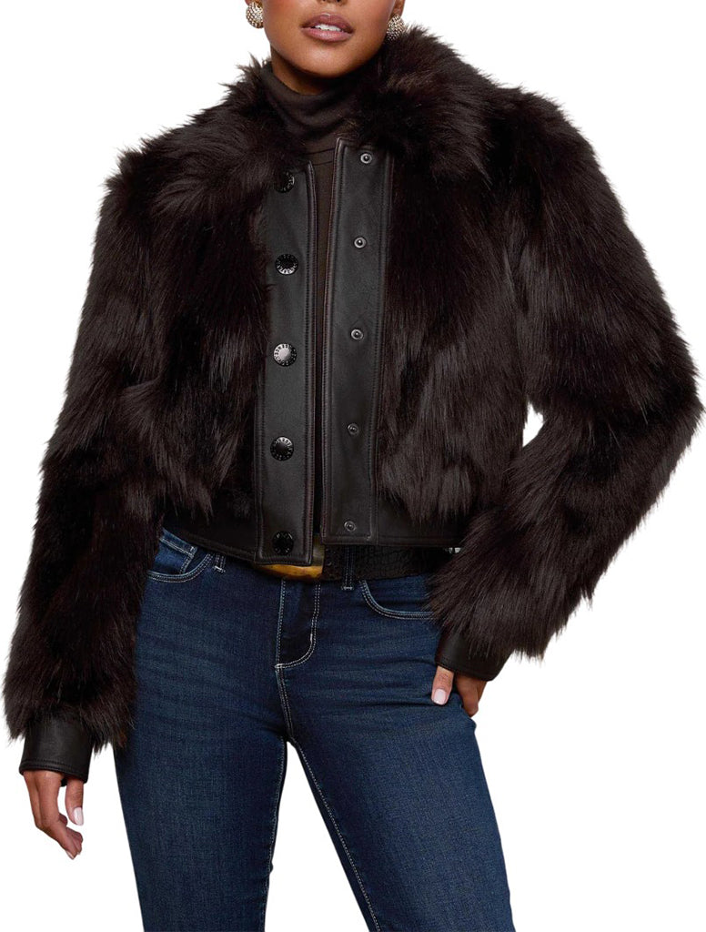 Claira Faux Fur Leather Trim Jacket - L'AGENCE