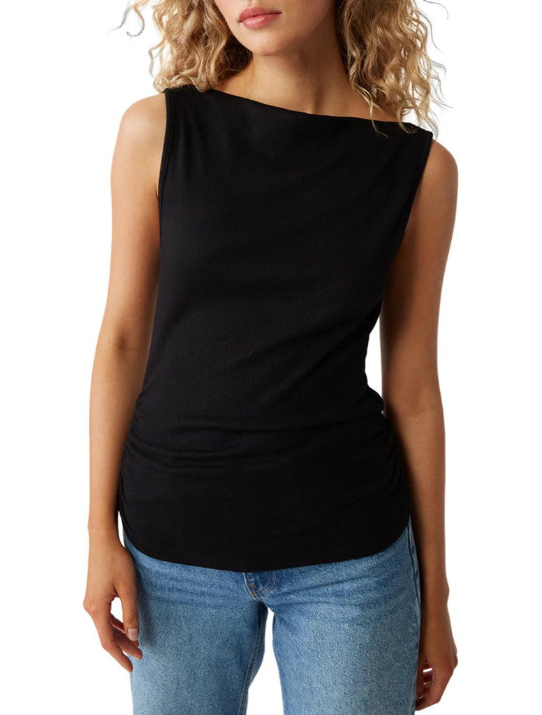 Coco Ruched Boat Neck Top - Michael Stars