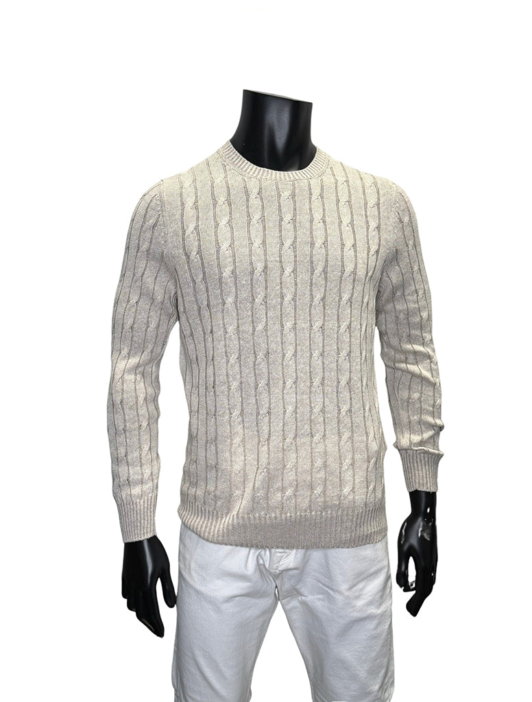 COTTON LINEN CABLE KNIT - GRAN SASSO