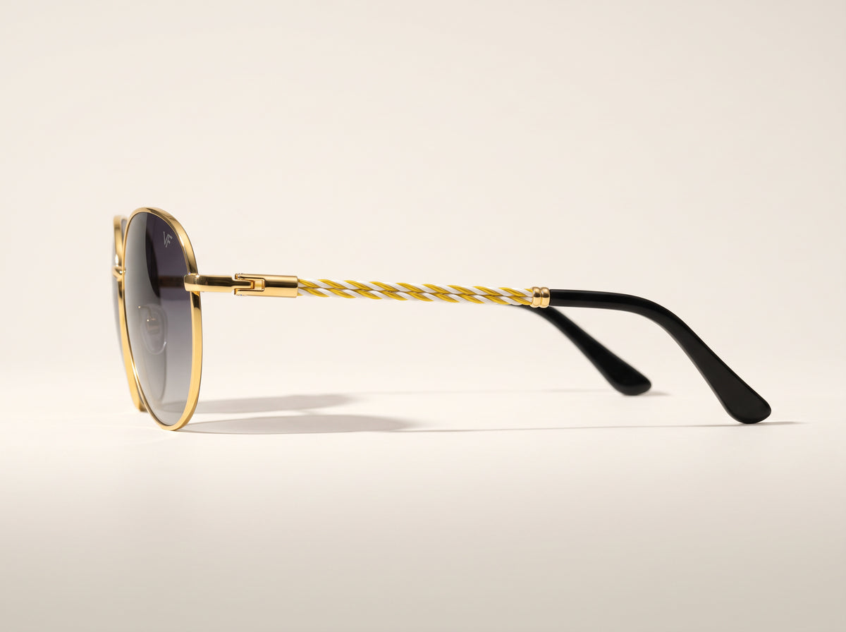 Vintage Frames Pac Double Rope Edition 18KT Two-Tone Gold – Gray – YELLOW / WHITE GOLD / GRAY - Side profile