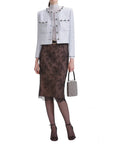 Cropped Powdered Blue Tweed Blazer - SELF PORTRAIT