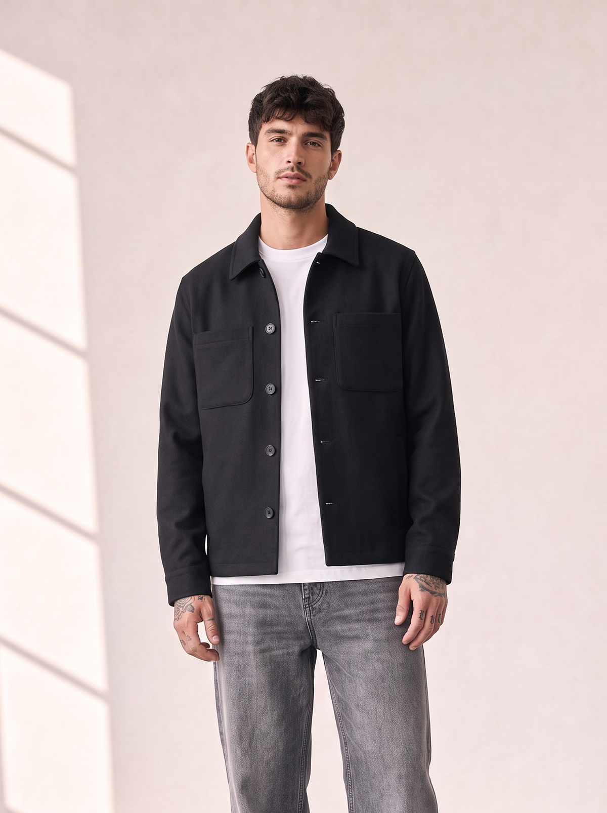MARSEILLE HYBRID JACKET - LES DEUX – BLACK - Hero Front