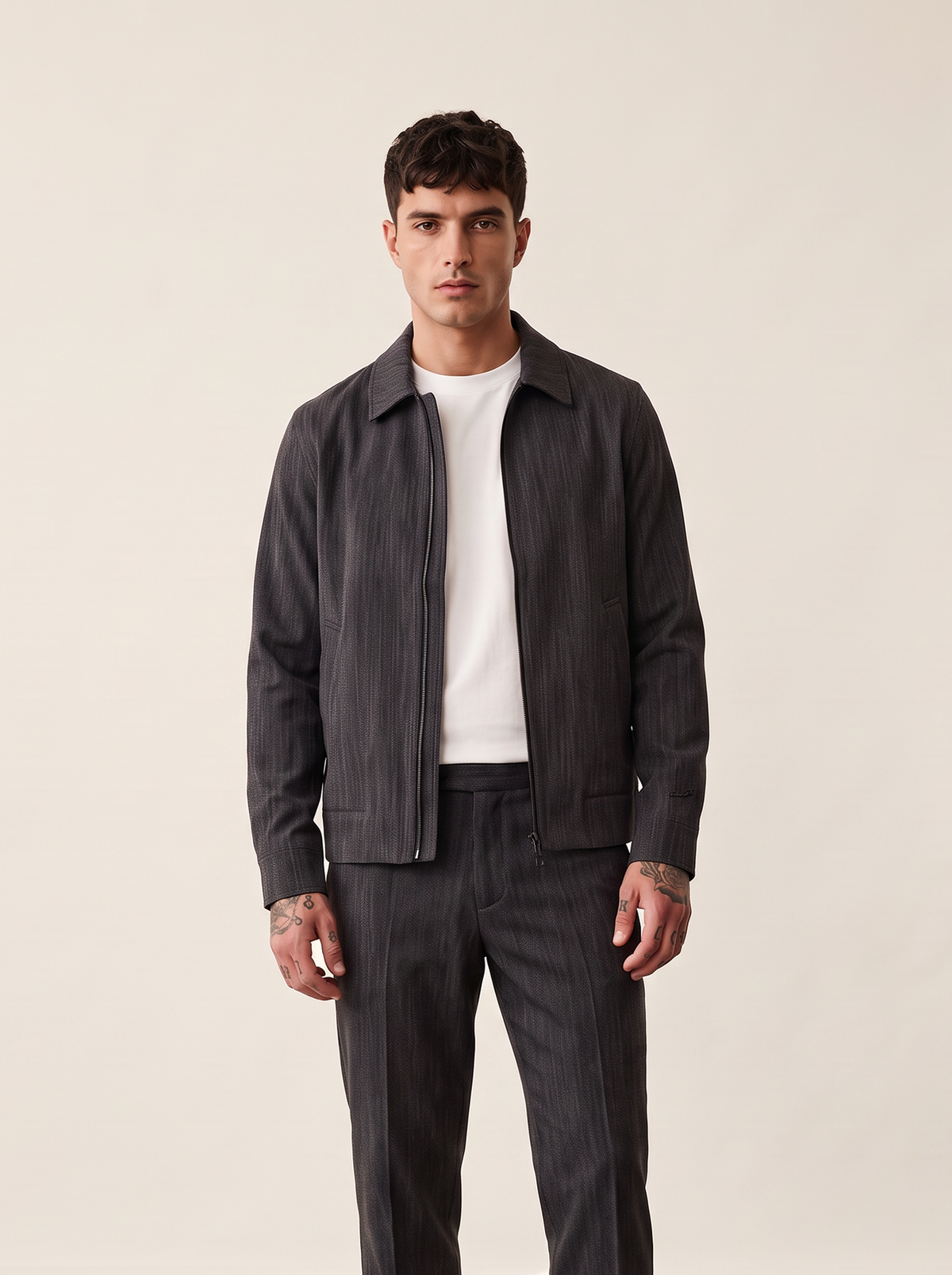 HERRINGBONE COACH JACKET - LES DEUX – BLACK - Hero Front