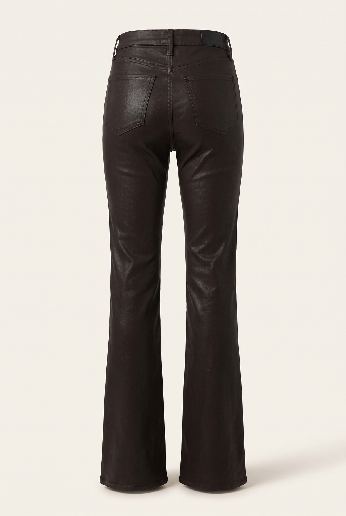 Evie High Rise Slim Boot Pant - PISTOLA – COATED MOCHA - Ghost Mannequin Back