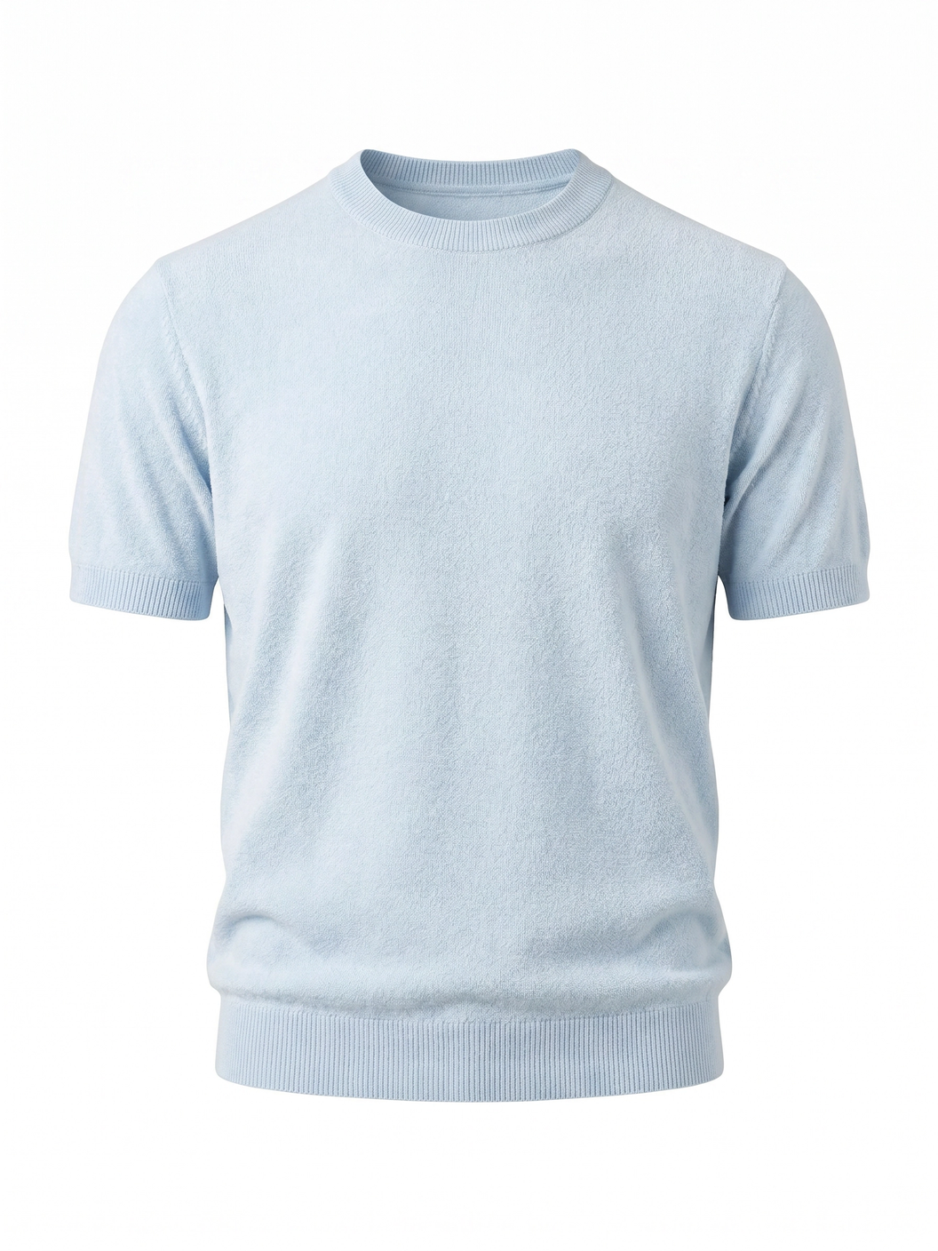 Gran Sasso Terry Cotton T-Shirt – Blue - Ghost Mannequin Front