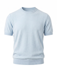 Gran Sasso Terry Cotton T-Shirt – BLUE - Ghost Mannequin Front