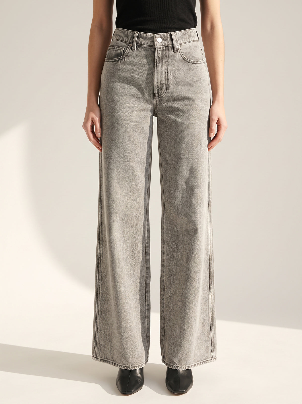 Kasey Mid-Rise Wide-Leg Jean — Backroad Grey – BACKROAD GREY - Hero Front