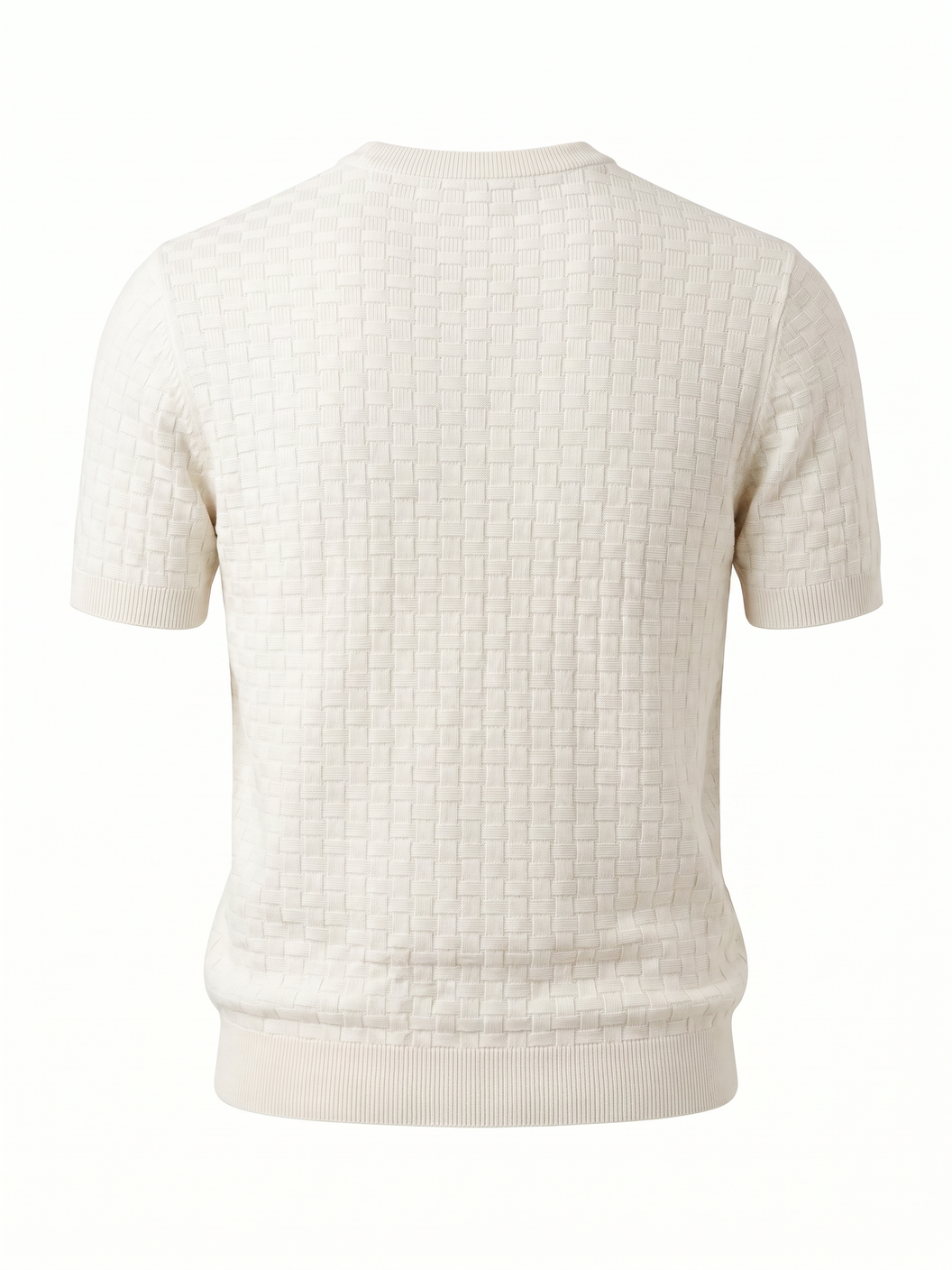 Gran Sasso Cotton Linen Brick T-Shirt – White - Ghost Mannequin Back