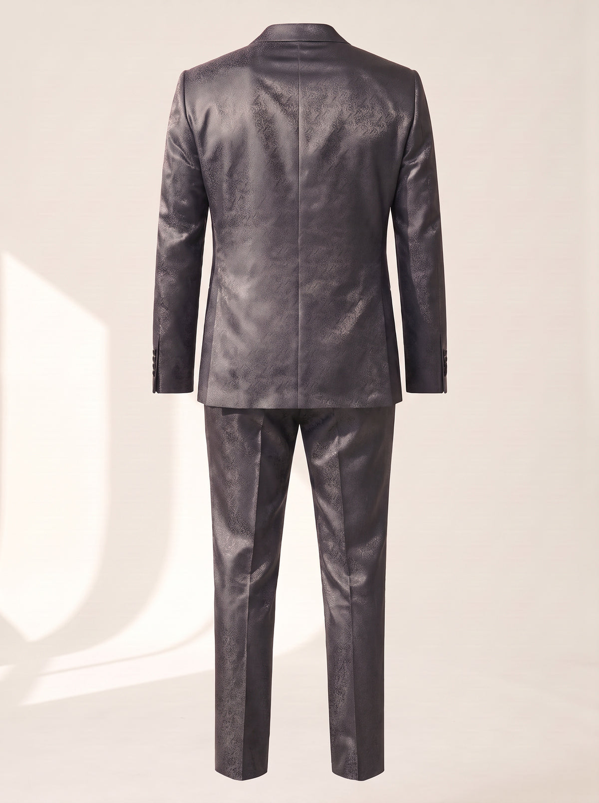 CHARCOAL JACQUARD PEAK LAPEL TUXEDO - GABRIELE PASINI – CHARCOAL - Ghost Back