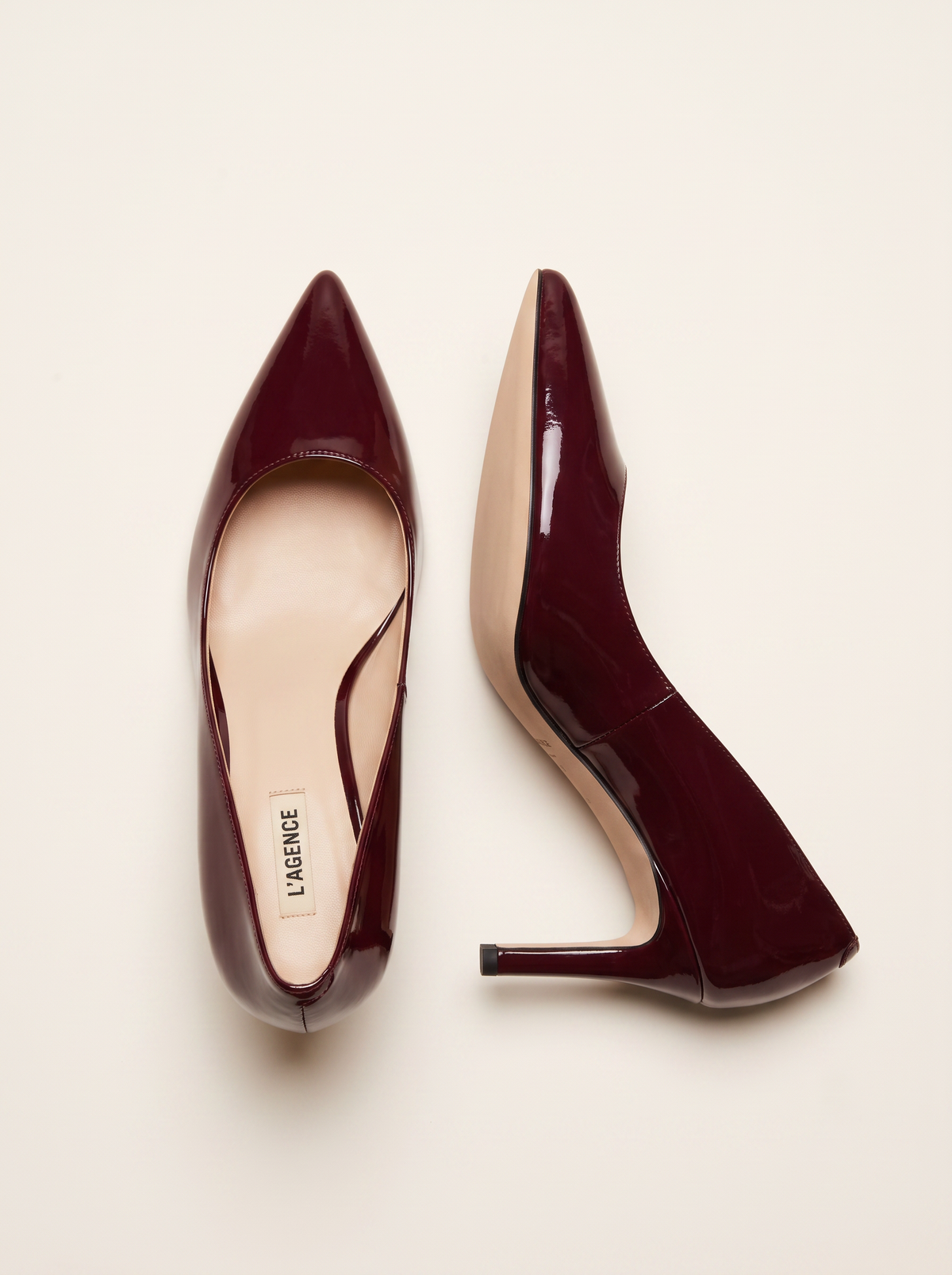 Maelle Leather Pump – WINE PATENT - Top and Sole