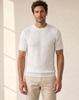 Gran Sasso Cotton Linen Brick T-Shirt – WHITE - Hero Front