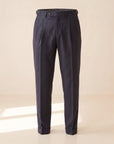 Briglia Quartieris Double-Pleat Side-Adjuster Trouser – NAVY - Ghost Mannequin Front