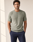 Ferrante Linen T-Shirt – Sage - Detail Front