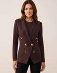 Amelia Knit Blazer – DARK JAVA/GOLD - Hero Front