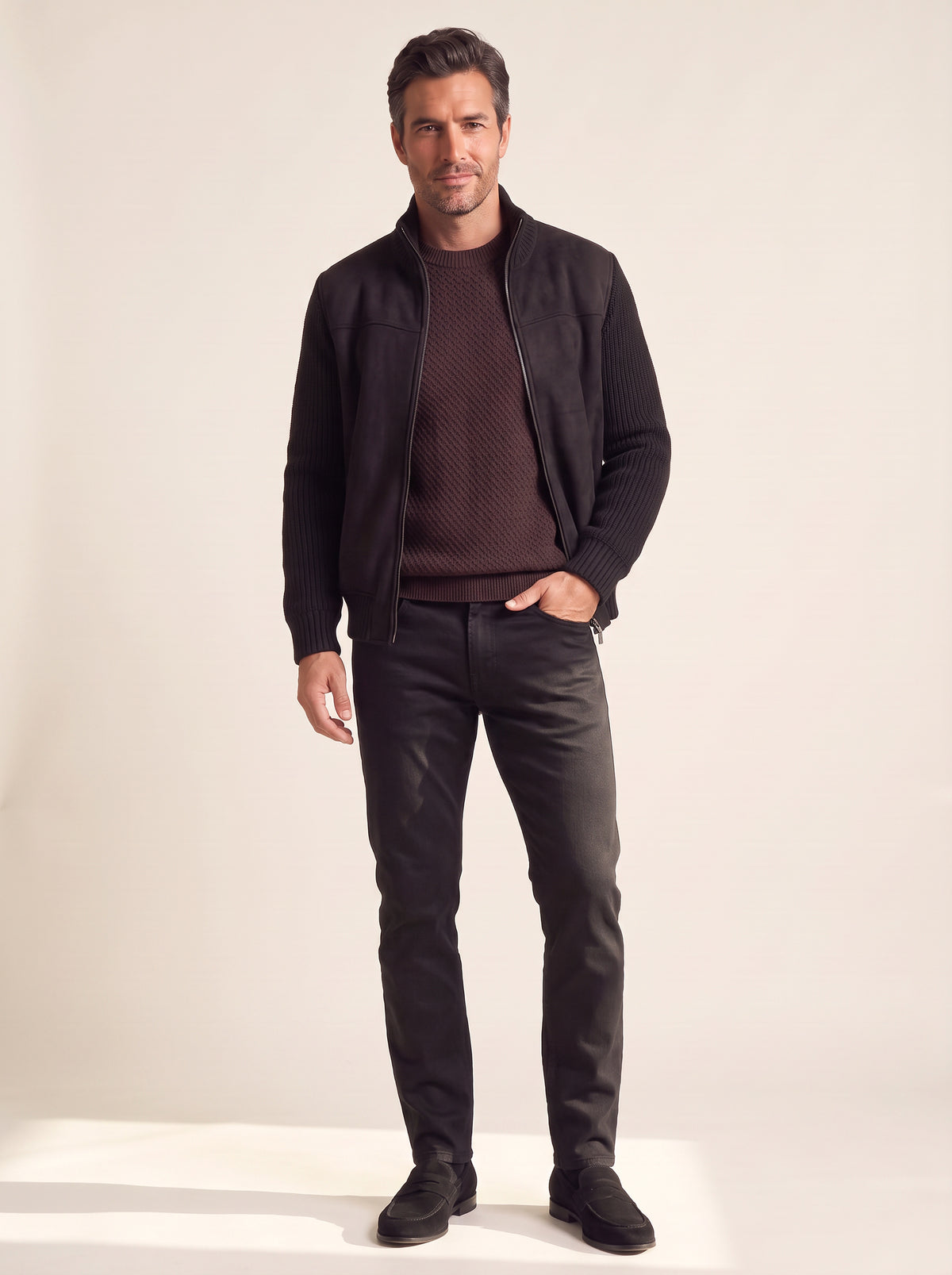 LEAN DEAN DRY EVERBLACK - NUDIE JEANS – DRY EVERBLACK - Full Front Model