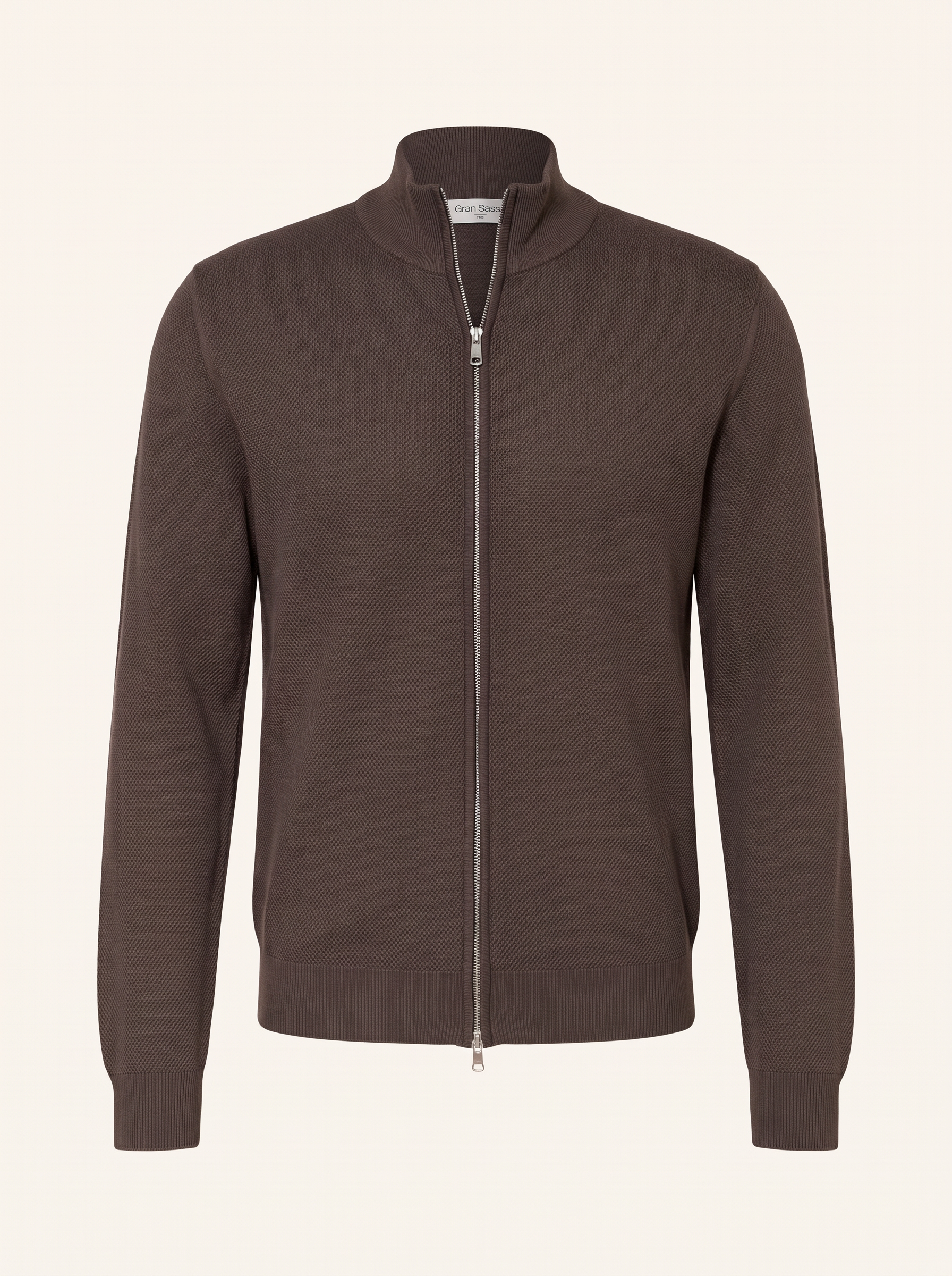 RICE STITCH FULL-ZIP CARDIGAN – CHOCOLATE - Ghost Front