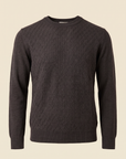 FERRANTE EXTRAFINE MERINO WOOL DIAMOND JACQUARD CREWNECK – ANTHRACITE - Ghost Mannequin Front