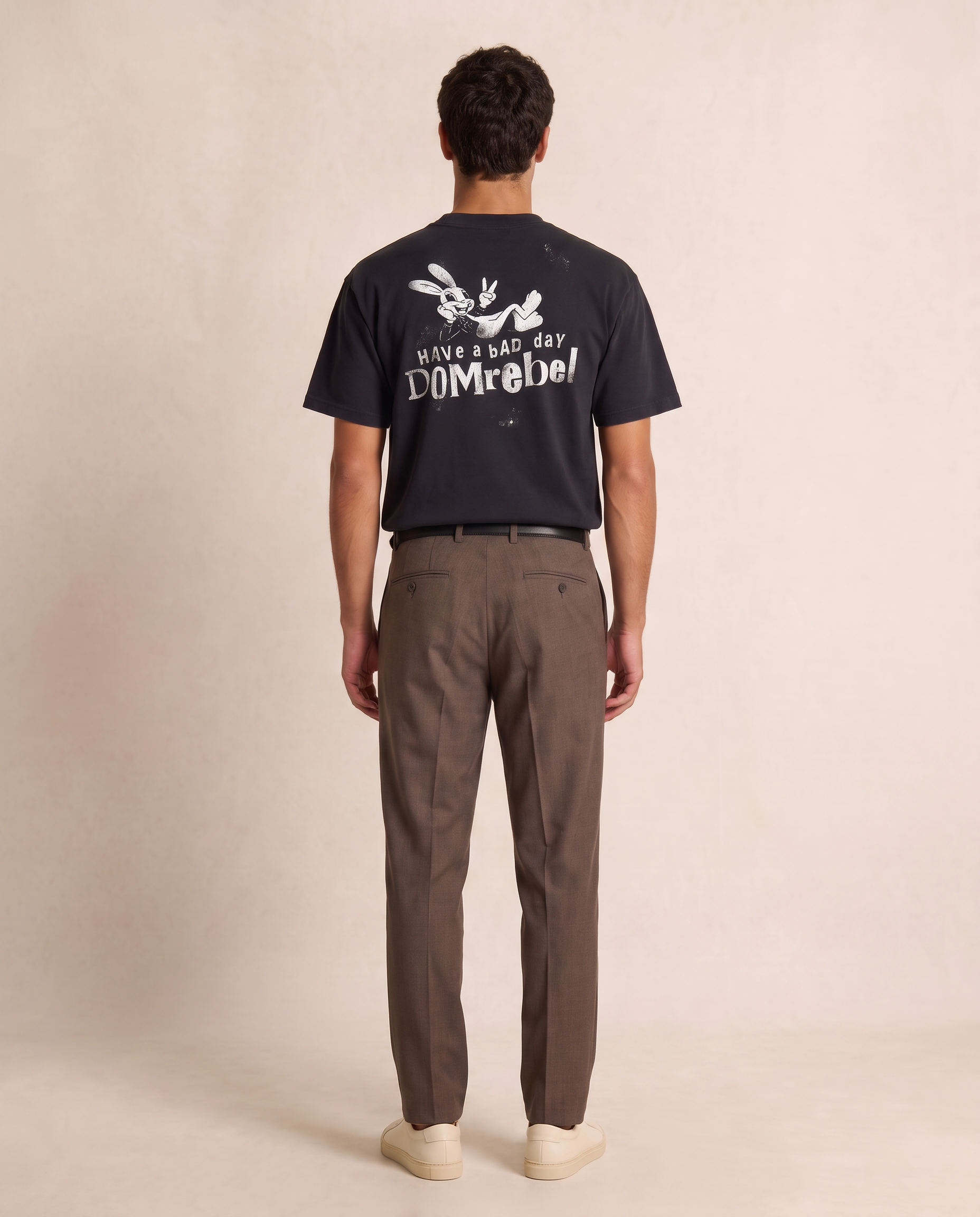 BAD BUNNY T-SHIRT - DOM REBEL – BLACK - Full Back Model