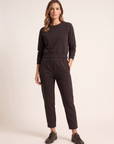 Brushed Pima Cotton Tapered Pant – MOLASSES - Full Front Model
