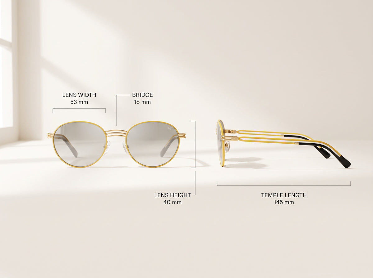 Vintage Frames Pac Double Rope Edition 18KT Two-Tone Gold – Flash Grail – YELLOW / WHITE GOLD / FLASH GRAIL - Measurements