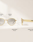 Vintage Frames Pac Double Rope Edition 18KT Two-Tone Gold – Flash Grail – YELLOW / WHITE GOLD / FLASH GRAIL - Measurements