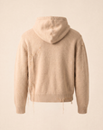 NIGHTCRAWLER KNIT HOODIE - DOM REBEL – BEIGE - Ghost Mannequin Back