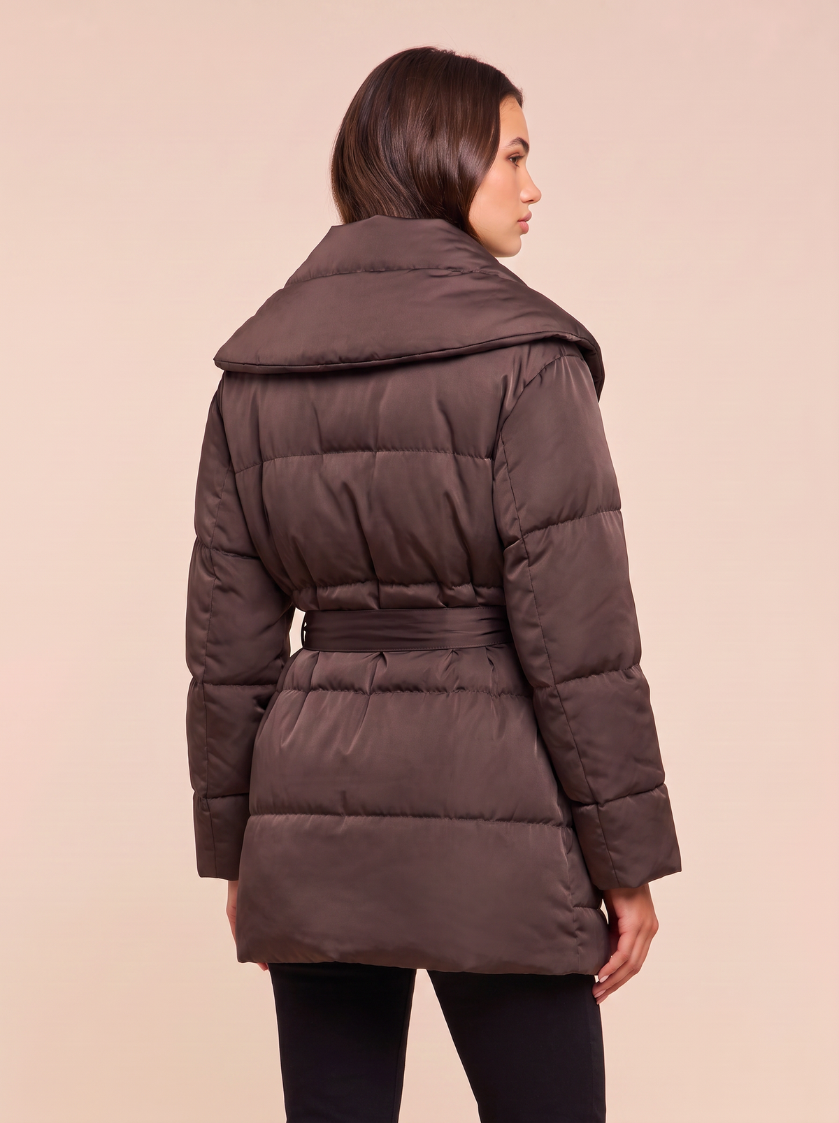Glacier Shawl Puffer Jacket – DARK JAVA - Hero Back